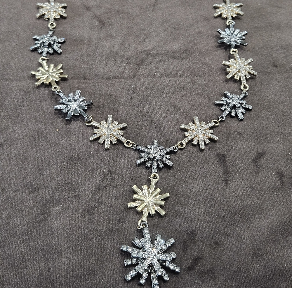 Badgley Mischka Silver and Gold Starburst Necklace